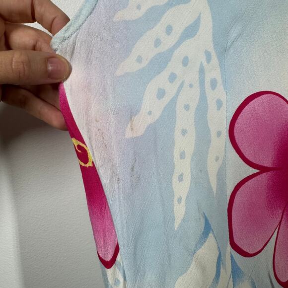 Key Lime Pie Dress Women S Blue Floral Fish Tank Midi Y2K Sequin Tropical Spring - Picture 6 of 8